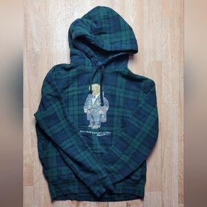 Polo by Ralph Lauren Green and Blue Plaid Hoodie Size Medium